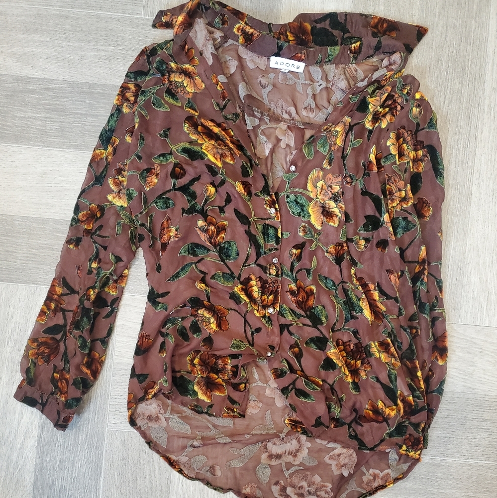 Button down sheer top